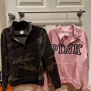 2 quarter zip vs PINK sweatshirts
